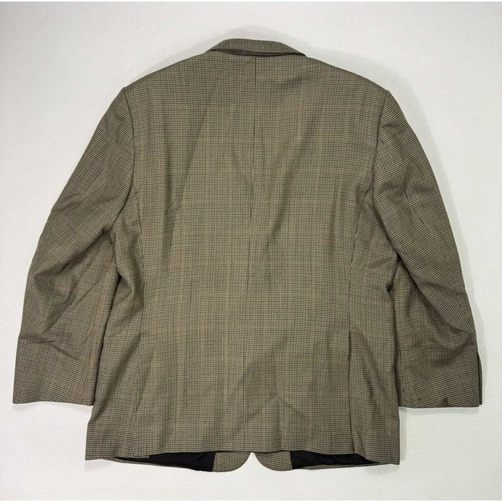Jos A Bank 46R Brown Houndstooth Wool Sport Coat Blazer Traveler Tailored Fit